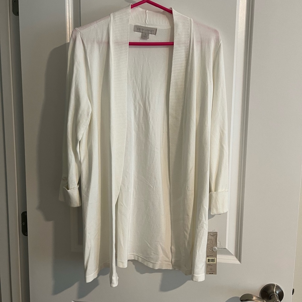 Laura Ashley Cream Open Front Cardigan